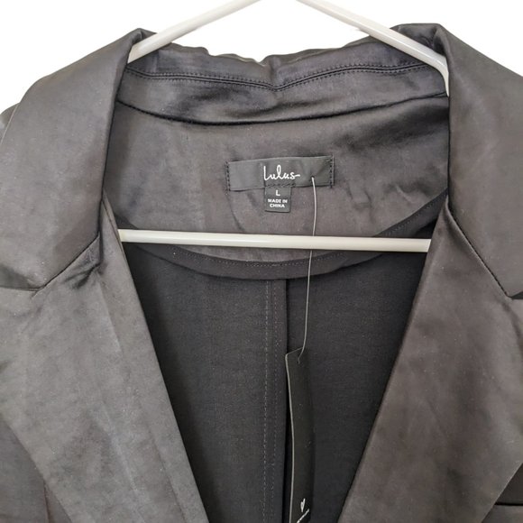 Lulu's Trending Up Black Satin Blazer - Picture 4 of 5